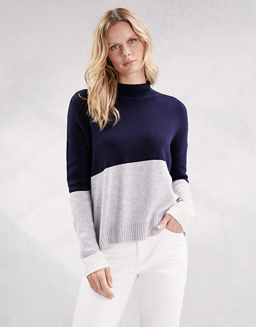Colourblock Funnel-Neck Jumper with Cashmere | Clothing Sale | The ...