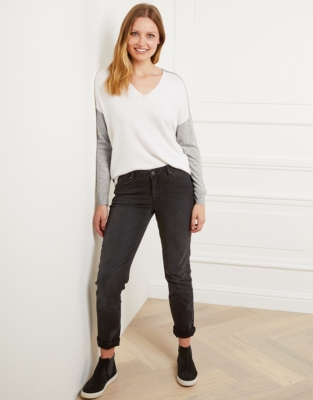 Colourblock Jumper with Cashmere | Clothing Sale | The White Company UK