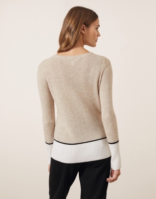 Colourblock Jumper with Cashmere | New In Clothing | The White Company UK