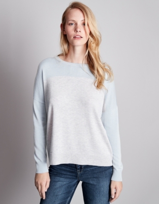 Colourblock Jumper with Wool | Clothing Sale | The White Company UK