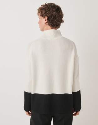Colourblock Rib Funnel Neck Jumper