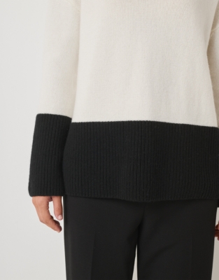 Colourblock Rib Funnel Neck Jumper