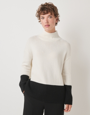 Colourblock Rib Funnel Neck Jumper