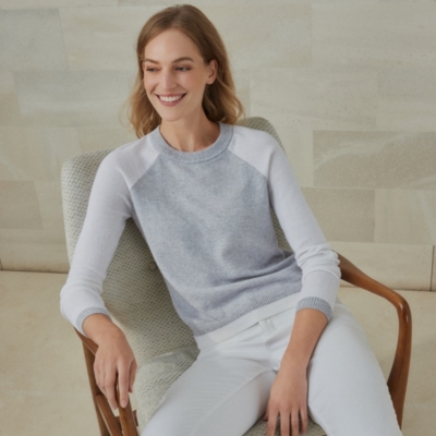 white crew neck jumper
