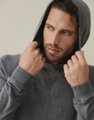 Contrast Cotton-Cashmere Hoodie 