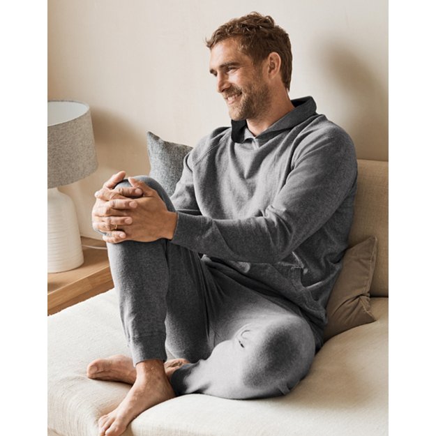 Contrast Cotton-Cashmere Hoodie | Men's Sleepwear | The White Company US