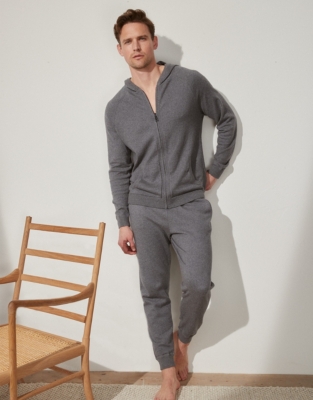 Contrast Cotton-Cashmere Joggers | Men's Sleepwear | The White Company US