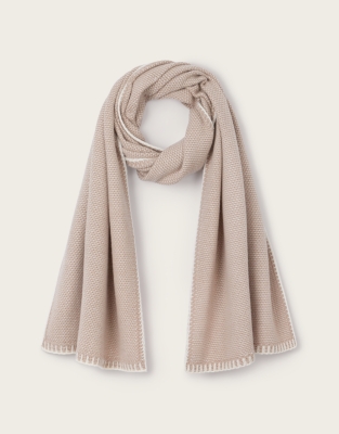Contrast Stitch Detail Scarf with Cashmere 