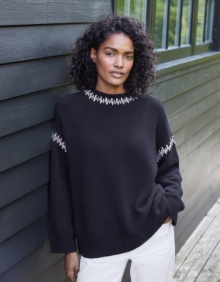 Contrast Stitch-Detail Sweater with Alpaca | Sweaters & Cardigans