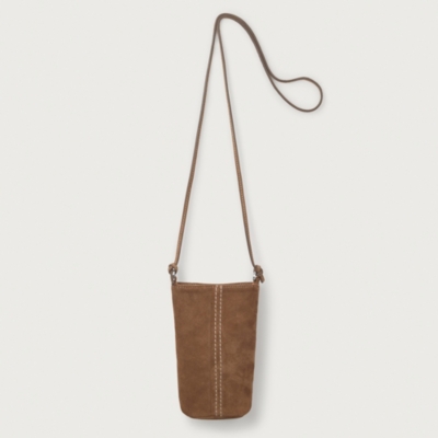 Contrast Stitch Suede Phone Pouch