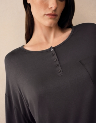 Cooling Boxy Henley Shortie Pyjama Set - Graphite