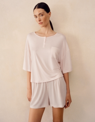 Cooling Boxy Henley Shortie Pyjama Set