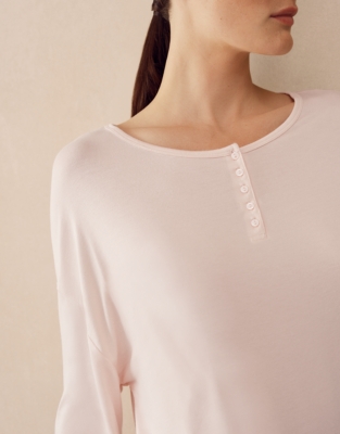 Cooling Boxy Henley Shortie Pyjama Set - Chalk Pink