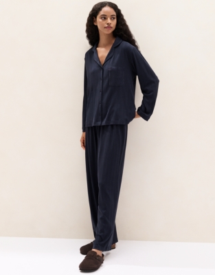 Cooling Jersey Classic Rib Pyjama Set - Midnight