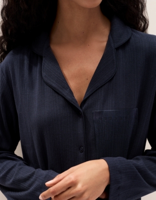 Cooling Jersey Classic Rib Pyjama Set - Midnight