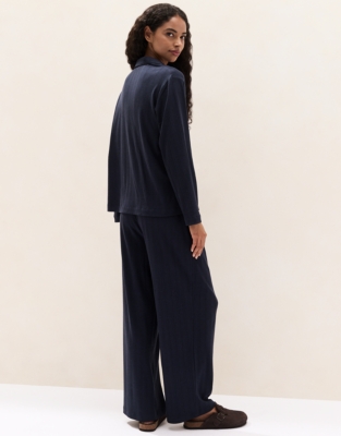 Cooling Jersey Classic Rib Pyjama Set - Midnight