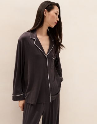 Cooling Jersey Piped Classic Pyjama Set - Graphite