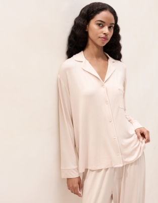 Cooling Jersey Piped Classic Pyjama Set - Chalk Pink