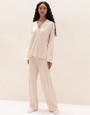 Cooling Jersey Piped Classic Pyjama Set - Chalk Pink
