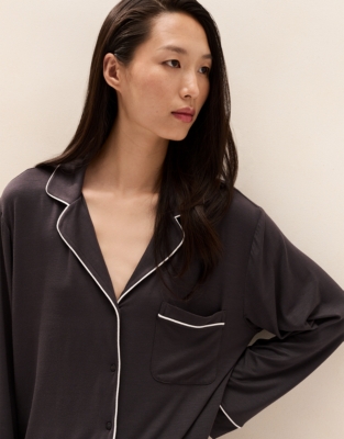 Cooling Jersey Piped Pyjama Set - Graphite