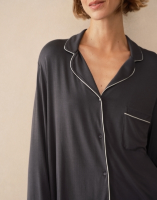 Cooling Jersey Relaxed Piped Pyjama Set - Graphite