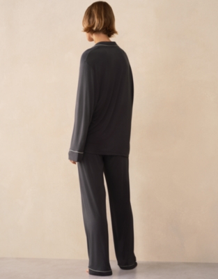 Cooling Jersey Relaxed Piped Pyjama Set - Graphite