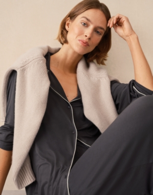Cooling Jersey Relaxed Piped Pyjama Set - Graphite