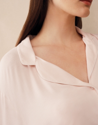 Cooling Jersey Relaxed Piped Pyjama Set - Chalk Pink