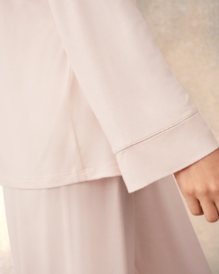 Cooling Jersey Relaxed Piped Pyjama Set - Chalk Pink