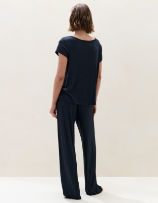 Cooling Jersey V Neck Lace Trim Pyjama Set