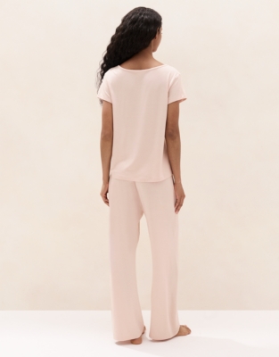 Cooling Jersey V Neck Lace Trim Pyjama Set