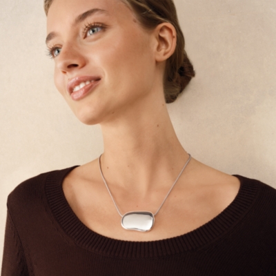 Cord Silver Pendant Necklace