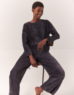 Cord Trim Velour Sweatshirt | New In Nightwear | The White Company UK