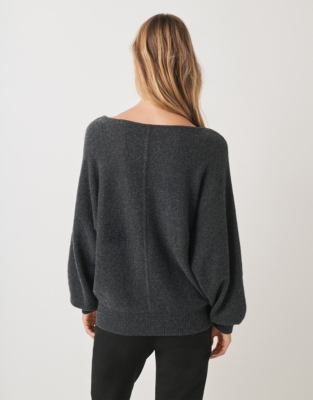 Cosy Batwing Lounge Sweater - Dark Charcoal Marl