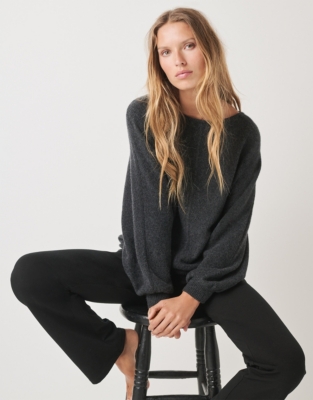 Cosy Batwing Lounge Sweater - Dark Charcoal Marl