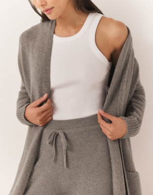 Cosy Rolled Edge Lounge Cardigan - Mushroom