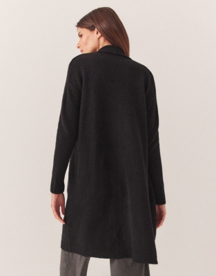 Cosy Rolled Edge Lounge Cardigan - Black