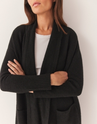 Cosy Rolled Edge Lounge Cardigan - Black