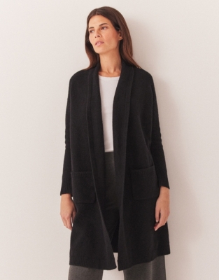 Cosy Rolled Edge Lounge Cardigan - Black