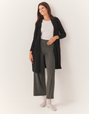 Cosy Rolled Edge Lounge Cardigan - Black