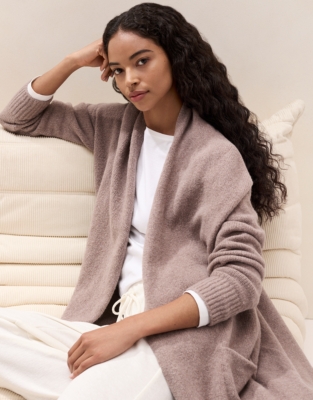Cosy Rolled Edge Lounge Cardigan - Nougat