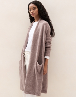 Cosy Rolled Edge Lounge Cardigan - Nougat