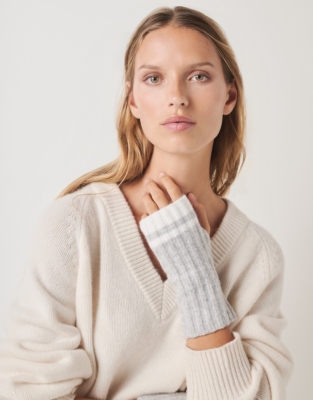 Cosy Tipped Stripe Wrist Warmers