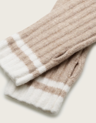 Cosy Tipped Wristwarmers - Camel Marl