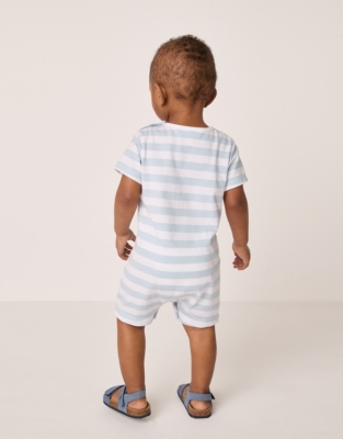 Cotton ‘Whale’ Striped Romper (0–24mths)