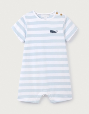 Cotton ‘Whale’ Striped Romper (0–24mths)