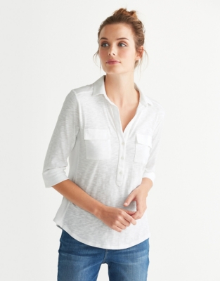 Cotton 3/4 Length Sleeve Shirt | Tops & Blouses | The White Company US
