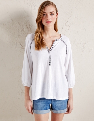 Cotton Blanket Stitch Top | Clothing Sale | The White Company UK