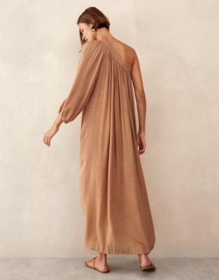 Cotton Blend Asymmetric Dress