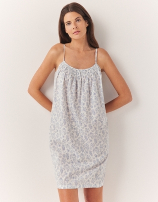 Cotton Block Print Strappy Nightie Nightwear & Robes Sale The White